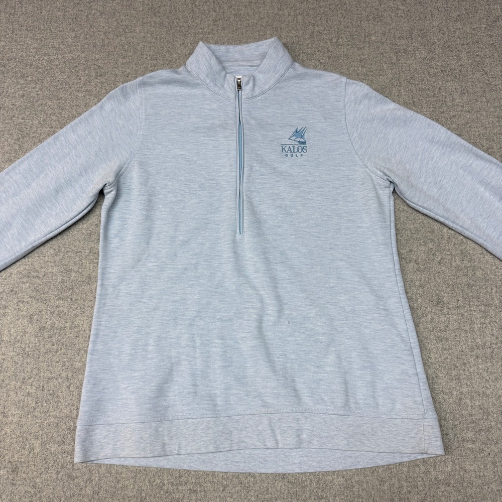 Peter Millar Kalos Golf Pullover Large Light Blue Heathered Quarter Zip Mens L